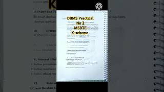 DBMS Practical No 2 MSBTE Kschemeshortsfeed msbte viralvideo youtubeshorts [upl. by Zzahc718]