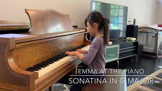 Sonatina in G Major  Thomas Attwood  Emma at the Piano 8 years old [upl. by Atiuqer]