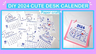 How to make cute desk calendar 2024 DIY happy new year calendar DIY paper calendar  cute craft [upl. by Sevy]