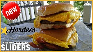 Hardees®  Breakfast Sliders Review  ApplewoodSmoked Bacon amp Sausage [upl. by Zetrac196]