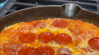 Pizza made in a cast iron skillet Recipe in description below [upl. by Yennaiv]