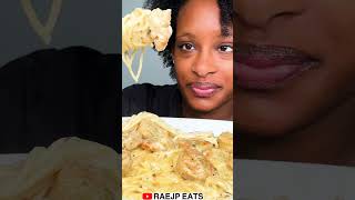 ASMR MUKBANG CREAMY SHRIMP ALFREDO SPAGHETTI PASTA 먹방 EATING SHOW asmrmukbangviral [upl. by Sacks224]