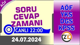 AÖF 24 07 2024 Canlı  Soru Cevap Zamanı  Açıköğretim DGS KPSS YKS Tercih [upl. by Hereld568]