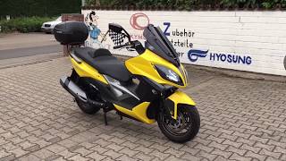 Kymco Xciting 400i ABS Yellow  Walkaround Helmet and Topcase Storage Details [upl. by Enitsirc]