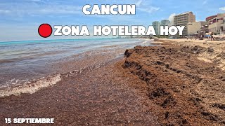 CANCUN HOY LLEGA SARGAZO A ESTA PLAYA  15 SEPTIEMBRE 2024 [upl. by Ydennek279]