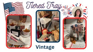 Vintage Tiered TrayKitchen Refresh vintage patriotic homedecor [upl. by Euginimod]