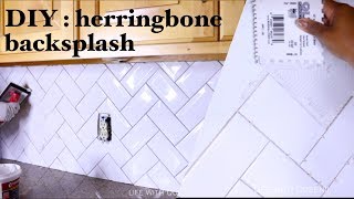 HERRINGBONE TILE KITCHEN BACKSPLASH  Kitchen Makeover  Life With Queenii [upl. by Reivazx]