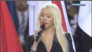 Super Bowl XLV  Christina Aguilera Flubs National Anthem [upl. by Marijn]