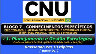 Planejamento e Gestão Estratégica  CNU  Bloco 7  Eixo Temático 1 [upl. by Nylteak]