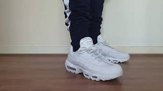 Nike Air Max 95 Essential Triple White  On Foot [upl. by Asserac]