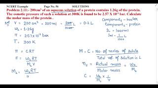 200cm3 of an aqueous solution of a protein contains 126g of the protein The osmotic pressure [upl. by Helenka]