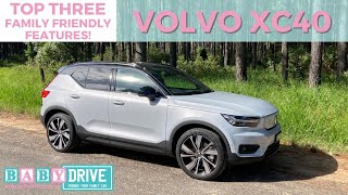 Volvo XC40 Recharge pure electric Three FamilyFriendly Features – BabyDrive [upl. by Ahsekel]