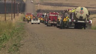 At least 4 homes destroyed in fully contained wildland fire near Byers [upl. by Sidell]