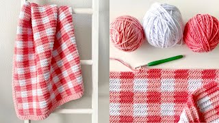 Crochet Ridged Lines Gingham Blanket [upl. by Lzeil]