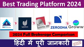 Best Stock Brokerage Platform 2024Comparison  Zerodha Paytm Money  Groww 5Paisa Upstox [upl. by Notlad]