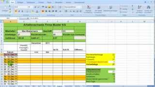 Excel  Zeiterfassung Wochentage bedingt formatieren [upl. by Latrell]