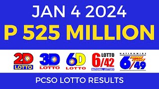 Lotto Result January 4 2024 9pm PCSO [upl. by Nyer]