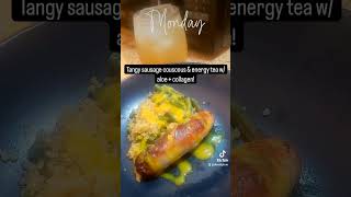 Tangy sausage couscous amp energy tea w aloe  collagen [upl. by Norrab]