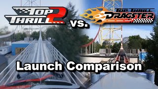 Top Thrill Dragster vs Top Thrill 2  Launch comparison [upl. by Wald]