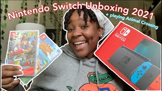 2021 Nintendo Switch Unboxing amp Setup [upl. by Linoel175]