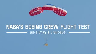 NASAs Boeing Crew Flight Test Reentry and Landing [upl. by Lilah]