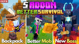 5 Addon Survival Yang Lebih Baik dan Seru di MCPE 121 [upl. by Yeslaehc]