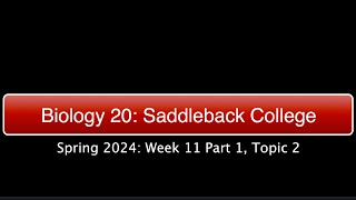 Saddleback Spring 2024 Biol 20  Week 11 Part 1 Topic 2 [upl. by Enilegna]