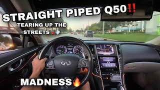 STRAIGHT PIPED Q50 DOING HARD PULLS‼️🔥 LOUD AF🏎️💨 [upl. by Mazonson]