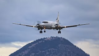 KF Aerospace Convair CV580F Smokey Approach and Landing at Kamloops Airport on Runway 27 [upl. by Helmer]