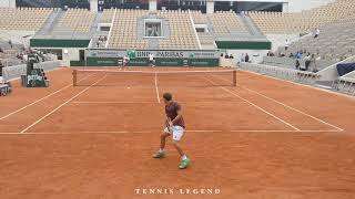 RolandGarros 2019  Federer  Schwartzman practice points Court level view [upl. by Hijoung]