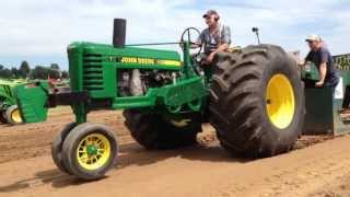 Two Unique John Deere Tractors Pullin Hard [upl. by Terhune68]