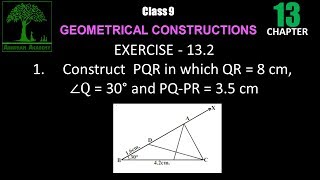 Class 9 GEOMETRICAL CONSTRUCTIONS EXERCISE  132 [upl. by Witha]