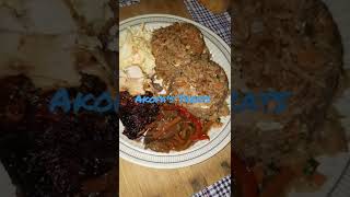 fried rice coleslaw beef stir fry and jerk chicken Bon appétit [upl. by Hgiellek]