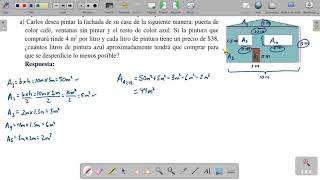 Problema Área compuesta  Litros para pintar casa azul [upl. by Ralfston]