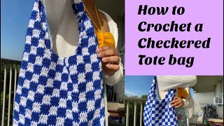 Checkered crochet bag tutorial [upl. by Cardie]