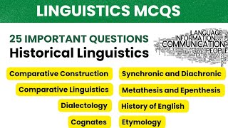 Linguistics MCQS  History of English  Diachronic and Synchronic  Historical linguistics Cognates [upl. by Hwang362]