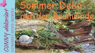 Sommer Deko mit Pflanzen auf der Baumrinde Sommer Deko für Balkon Terrasse und Garten [upl. by Nahshu321]