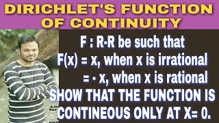 Continuity of dirichlets function 🔥 continuity problems of dirichlet function in hindi [upl. by Nyahs]