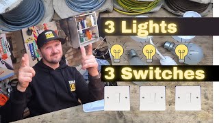 How to Wire 3 Lights to 3 Switches  The Ultimate 1Way Guide [upl. by Edlitam]