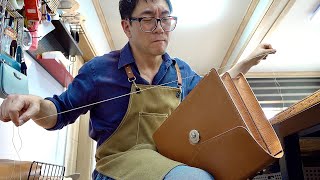 Awesome Leather Bag Craftsman’s Process of Making Classic Leather Briefcase for Gentleman [upl. by Merce384]