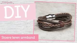 DIY sieraden maken met Kralenhoekje  Stoere leren armband met magneetslot [upl. by Elahcar636]