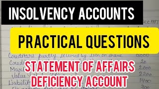 Insolvency Account BCom 1st year  Practical Questions Statement Of Affairs amp Deficiency Account [upl. by Amikan]