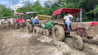 Tractor Power Test in Deep Mud Mahindra Arjun Novo New Holland Eicher 485 John Deere Tractor show [upl. by Marva262]