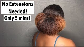 How To Get A Huge Mega Bun On ShortMedium Natural Hair  No Extensions Needed  Only 5 Mins [upl. by Ddarb478]