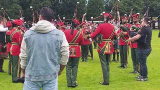 Royal Army of Oman tuning up at the Scottish Pipe Band Championships 2024 Dumbarton [upl. by Tiny308]