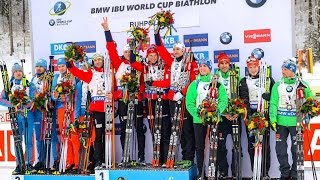 Victory Ceremony Relay Men Ruhpolding  11012017 [upl. by Nairad462]