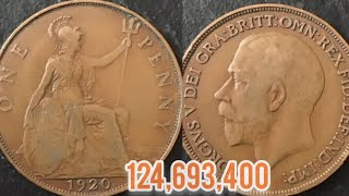 GB 1920 ONE PENNY COIN VALUE  REVIEW King George V [upl. by Cilla]