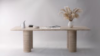 Alfio Rectangle Travertine Dining Table with Cylinder Legs  Modern Furniture [upl. by Ariadne734]