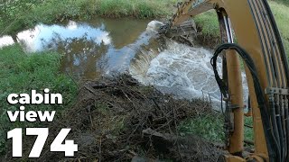 The Sound Of Cracking Branches And Beaver Dam Removal With Excavator No174  Cabin View [upl. by Woodley]