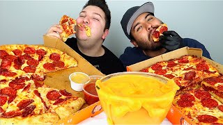 Cheesy Pizza With Cheese Sauce • MUKBANG [upl. by Stephan]